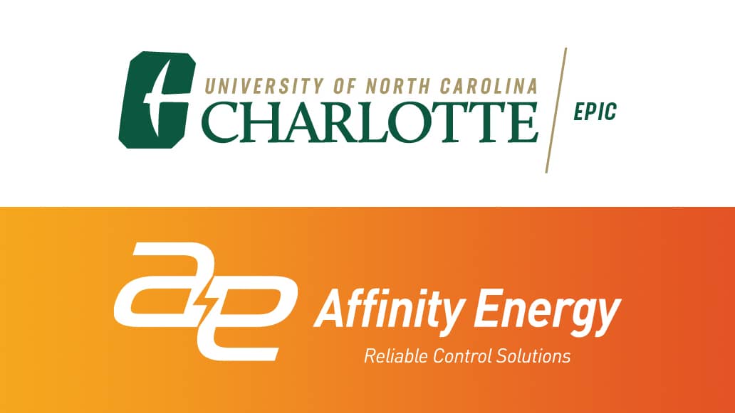 University of North Carolina - Charlotte's EPIC program logo above orange gradient with Affinity Energy logo. Represents Affinity Energy's partnership with the University as an EPIC Affiliate